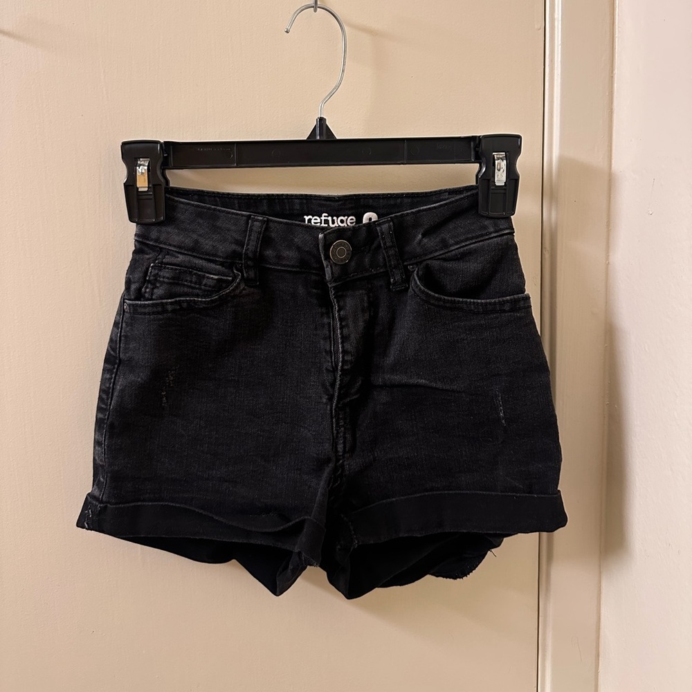 Refuge Miami High Waisted Black Denim Shorts